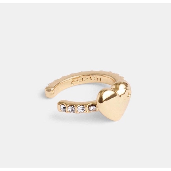 ❤️NWT Coach Official Pavé Heart Ear Cuff CQ735 PNM ONE Gold/Clear ❤️ - Picture 3 of 5